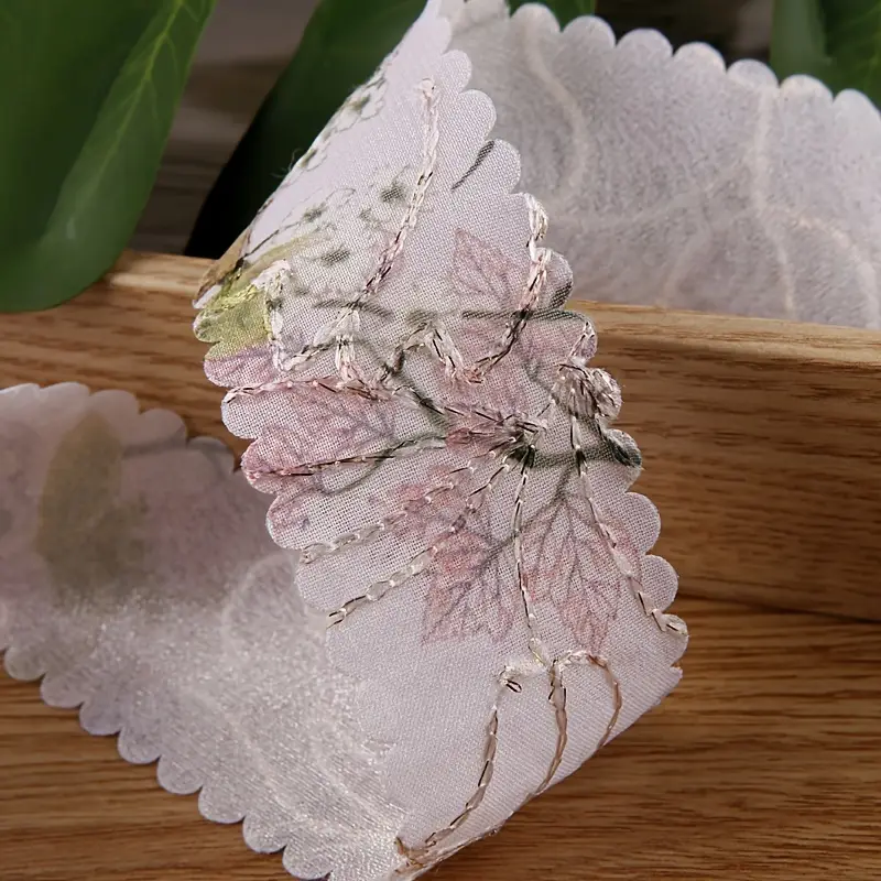 Elegant Pink Chiffon Ribbon with Golden Wire Detailing